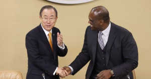 Ban Ki-moon greeting John Ashe