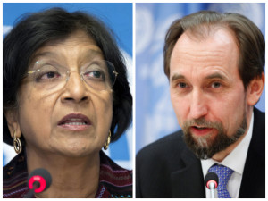 Navi Pillay (l) who was replaced as high commissioner for human rights by Zeid Husien